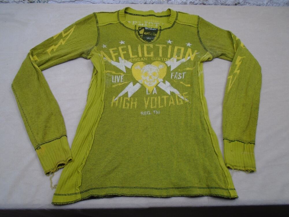 Y2k Affliction Grunge Emo Long Sleeve Thermal Whimsy Long Length Slim Women’s S
